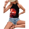 image:imageRoseSeek Womens Tropical Paisley Print Halter Blouse Sleeveless Boho Shirt Tops Button Back Vacation TopsBlack and Red