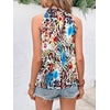 image:imageRoseSeek Womens Tropical Paisley Print Halter Blouse Sleeveless Boho Shirt Tops Button Back Vacation TopsBlue Leopard
