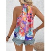 image:imageRoseSeek Womens Tropical Paisley Print Halter Blouse Sleeveless Boho Shirt Tops Button Back Vacation TopsBlue Pink