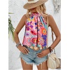 image:imageRoseSeek Womens Tropical Paisley Print Halter Blouse Sleeveless Boho Shirt Tops Button Back Vacation TopsBlue Pink