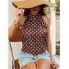 image:imageRoseSeek Womens Tropical Paisley Print Halter Blouse Sleeveless Boho Shirt Tops Button Back Vacation TopsBrown Dots