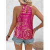 image:imageRoseSeek Womens Tropical Paisley Print Halter Blouse Sleeveless Boho Shirt Tops Button Back Vacation TopsDeep Pink