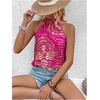 image:imageRoseSeek Womens Tropical Paisley Print Halter Blouse Sleeveless Boho Shirt Tops Button Back Vacation TopsDeep Pink