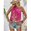 image:imageRoseSeek Womens Tropical Paisley Print Halter Blouse Sleeveless Boho Shirt Tops Button Back Vacation TopsDeep Pink