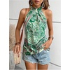 image:imageRoseSeek Womens Tropical Paisley Print Halter Blouse Sleeveless Boho Shirt Tops Button Back Vacation TopsGreen