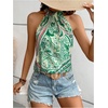 image:imageRoseSeek Womens Tropical Paisley Print Halter Blouse Sleeveless Boho Shirt Tops Button Back Vacation TopsGreen