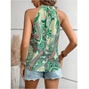 image:imageRoseSeek Womens Tropical Paisley Print Halter Blouse Sleeveless Boho Shirt Tops Button Back Vacation TopsGreen