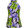 image:imageRoseSeek Womens Tropical Paisley Print Halter Blouse Sleeveless Boho Shirt Tops Button Back Vacation TopsGreen and Purple