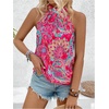 image:imageRoseSeek Womens Tropical Paisley Print Halter Blouse Sleeveless Boho Shirt Tops Button Back Vacation TopsHot Pink