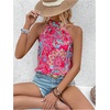 image:imageRoseSeek Womens Tropical Paisley Print Halter Blouse Sleeveless Boho Shirt Tops Button Back Vacation TopsHot Pink