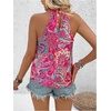 image:imageRoseSeek Womens Tropical Paisley Print Halter Blouse Sleeveless Boho Shirt Tops Button Back Vacation TopsHot Pink