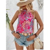 image:imageRoseSeek Womens Tropical Paisley Print Halter Blouse Sleeveless Boho Shirt Tops Button Back Vacation TopsHot Pink