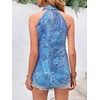 image:imageRoseSeek Womens Tropical Paisley Print Halter Blouse Sleeveless Boho Shirt Tops Button Back Vacation TopsLight Blue