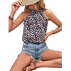 image:imageRoseSeek Womens Tropical Paisley Print Halter Blouse Sleeveless Boho Shirt Tops Button Back Vacation TopsLight Brown