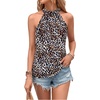image:imageRoseSeek Womens Tropical Paisley Print Halter Blouse Sleeveless Boho Shirt Tops Button Back Vacation TopsLight Brown