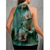 image:imageRoseSeek Womens Tropical Paisley Print Halter Blouse Sleeveless Boho Shirt Tops Button Back Vacation TopsLight Green