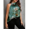 image:imageRoseSeek Womens Tropical Paisley Print Halter Blouse Sleeveless Boho Shirt Tops Button Back Vacation TopsLight Green