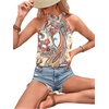 image:imageRoseSeek Womens Tropical Paisley Print Halter Blouse Sleeveless Boho Shirt Tops Button Back Vacation TopsMint Green