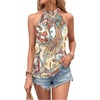 image:imageRoseSeek Womens Tropical Paisley Print Halter Blouse Sleeveless Boho Shirt Tops Button Back Vacation TopsMint Green