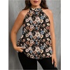 image:imageRoseSeek Womens Tropical Paisley Print Halter Blouse Sleeveless Boho Shirt Tops Button Back Vacation TopsMix Floral