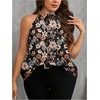 image:imageRoseSeek Womens Tropical Paisley Print Halter Blouse Sleeveless Boho Shirt Tops Button Back Vacation TopsMix Floral