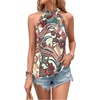 image:imageRoseSeek Womens Tropical Paisley Print Halter Blouse Sleeveless Boho Shirt Tops Button Back Vacation TopsMix Green