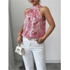 image:imageRoseSeek Womens Tropical Paisley Print Halter Blouse Sleeveless Boho Shirt Tops Button Back Vacation TopsMix Pink