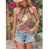image:imageRoseSeek Womens Tropical Paisley Print Halter Blouse Sleeveless Boho Shirt Tops Button Back Vacation TopsMulticolor