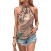 image:imageRoseSeek Womens Tropical Paisley Print Halter Blouse Sleeveless Boho Shirt Tops Button Back Vacation TopsMulticolor