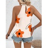 image:imageRoseSeek Womens Tropical Paisley Print Halter Blouse Sleeveless Boho Shirt Tops Button Back Vacation TopsOrange Apricot