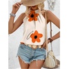 image:imageRoseSeek Womens Tropical Paisley Print Halter Blouse Sleeveless Boho Shirt Tops Button Back Vacation TopsOrange Apricot
