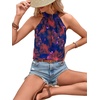 image:imageRoseSeek Womens Tropical Paisley Print Halter Blouse Sleeveless Boho Shirt Tops Button Back Vacation TopsOrange Floral
