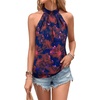 image:imageRoseSeek Womens Tropical Paisley Print Halter Blouse Sleeveless Boho Shirt Tops Button Back Vacation TopsOrange Floral