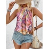 image:imageRoseSeek Womens Tropical Paisley Print Halter Blouse Sleeveless Boho Shirt Tops Button Back Vacation TopsPink Purple