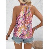 image:imageRoseSeek Womens Tropical Paisley Print Halter Blouse Sleeveless Boho Shirt Tops Button Back Vacation TopsPink Purple