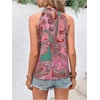 image:imageRoseSeek Womens Tropical Paisley Print Halter Blouse Sleeveless Boho Shirt Tops Button Back Vacation TopsPurple
