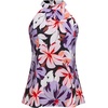 image:imageRoseSeek Womens Tropical Paisley Print Halter Blouse Sleeveless Boho Shirt Tops Button Back Vacation TopsPurple and Pink