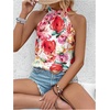 image:imageRoseSeek Womens Tropical Paisley Print Halter Blouse Sleeveless Boho Shirt Tops Button Back Vacation TopsRed and White