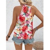 image:imageRoseSeek Womens Tropical Paisley Print Halter Blouse Sleeveless Boho Shirt Tops Button Back Vacation TopsRed and White