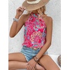 image:imageRoseSeek Womens Tropical Paisley Print Halter Blouse Sleeveless Boho Shirt Tops Button Back Vacation TopsSolid Hot Pink