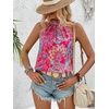 image:imageRoseSeek Womens Tropical Paisley Print Halter Blouse Sleeveless Boho Shirt Tops Button Back Vacation TopsSolid Hot Pink