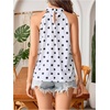 image:imageRoseSeek Womens Tropical Paisley Print Halter Blouse Sleeveless Boho Shirt Tops Button Back Vacation TopsWhite Dots