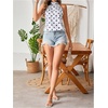 image:imageRoseSeek Womens Tropical Paisley Print Halter Blouse Sleeveless Boho Shirt Tops Button Back Vacation TopsWhite Dots