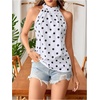 image:imageRoseSeek Womens Tropical Paisley Print Halter Blouse Sleeveless Boho Shirt Tops Button Back Vacation TopsWhite Dots