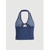 image:imageRoseSeek Womens Y2K Denim Halter Tops Sleeveless Bowknot Split Hem Tank Top Going Out ClothesLight Blue
