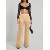image:imageRoseSeek Womens Y2K Floral Lace See Through Pants Sheer Straight Leg Long Pants Club WearApricot