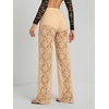 image:imageRoseSeek Womens Y2K Floral Lace See Through Pants Sheer Straight Leg Long Pants Club WearApricot