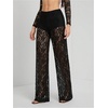 image:imageRoseSeek Womens Y2K Floral Lace See Through Pants Sheer Straight Leg Long Pants Club WearBlack