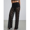 image:imageRoseSeek Womens Y2K Floral Lace See Through Pants Sheer Straight Leg Long Pants Club WearBlack