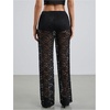 image:imageRoseSeek Womens Y2K Floral Lace See Through Pants Sheer Straight Leg Long Pants Club WearBlack